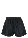 Off-white Swimming Trunks With All-over Logo In Black