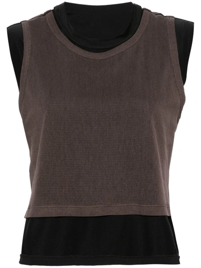 Our Legacy Wendbares Feather Tanktop In Black Antique Chocolate