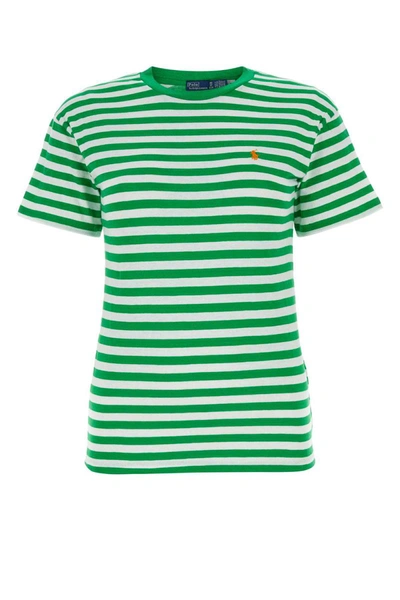 Polo Ralph Lauren Striped Cotton T-shirt In Preppy Green,white
