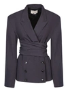 Quira Belted Wrap Jacket In Textured Fabric In Brown