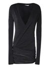 Rev Long-sleeved Dress With Crossover V-neckline In Black