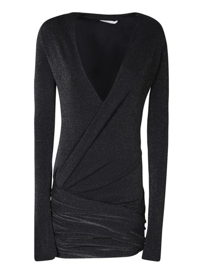 Rev Long-sleeved Dress With Crossover V-neckline In Black
