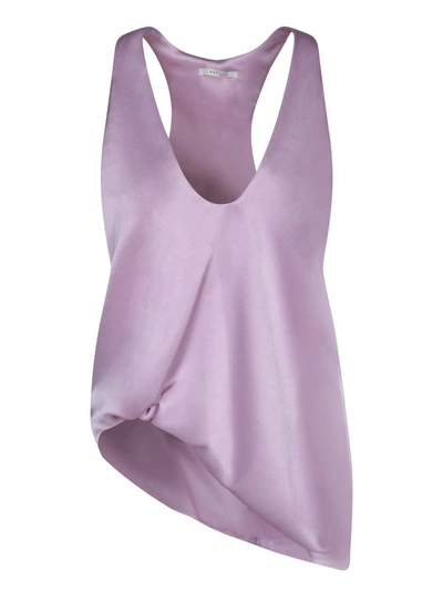 Rev Asymmetrical Lilac Satin Top In Purple