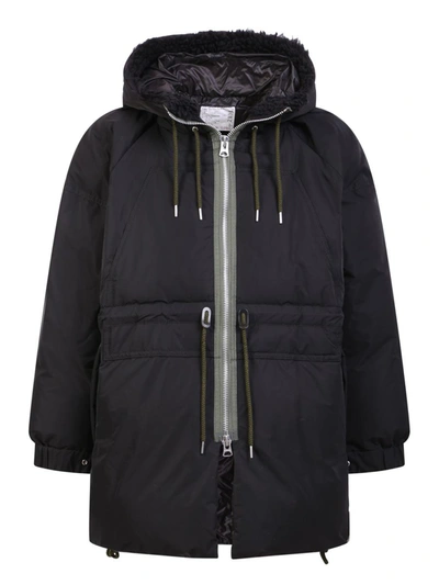 Sacai Padded Zip-up Parka In Black