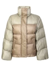 Sacai Multicolor Wide Sleeves Down Jacket In Beige