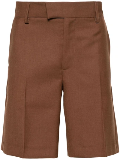 Séfr Pressed-crease Tailored Shorts In Mid Brown