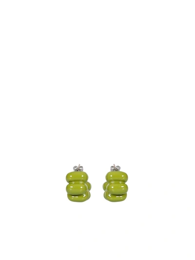 Sunnei Lime Green Brass Earrings In Not Applicable