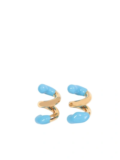 Sunnei Fusillo Rubberized Gold/ Light Blue Earrings