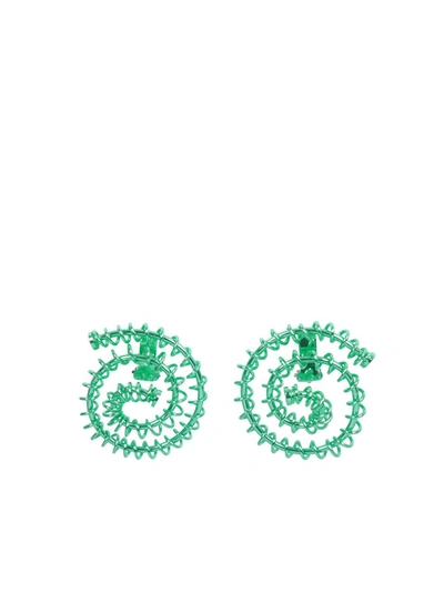 Sunnei Spiral-bound Circular-design Earrings In Green