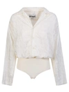 Sunnei Logo-jacquard Long-sleeve Bodysuit In White