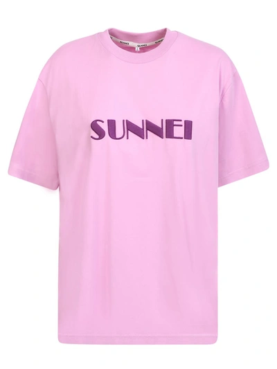 Sunnei Lilac T-shirt With Contrasting Logo