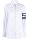 Thom Browne Camicia 4-bar A Righe In Blue