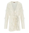 TWINSET TWINSET  OFF-WHITE CARDIGAN WITH FEATHERS