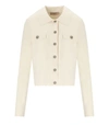 TWINSET TWINSET  OFF-WHITE CARDIGAN WITH LOGO BUTTONS