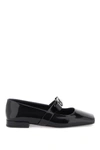Versace Square Toe Buckle Detail Ballerina Shoes In Black