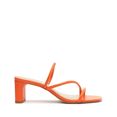 Schutz Chessie Mid Nappa Leather Sandal In Flame Orange