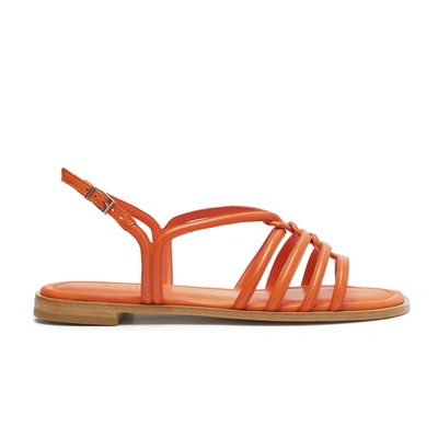 Schutz Octavia Calf Leather Sandal In Flame Orange