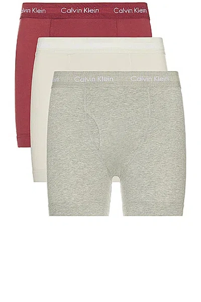 Calvin Klein Underwear Boxer Brief 3-pack In B10 Grey Heather  Silver Birch  & Raspbe