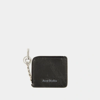 Acne Studios Logo Patch Zipped Wallet In Black