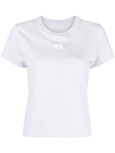 ALEXANDER WANG ALEXANDER WANG ESSENTIAL JSY SHRUNK T-SHIRT W/PUFF LOGO & BOUND NECK CLOTHING