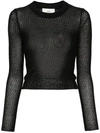 Ami Alexandre Mattiussi Bouclé Knit Crewneck Sweater With Sheer Design In Black