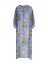 Etro Long Multicolor Kaftan With Bouquet-inspired Print In Viscose Woman In Clear Blue