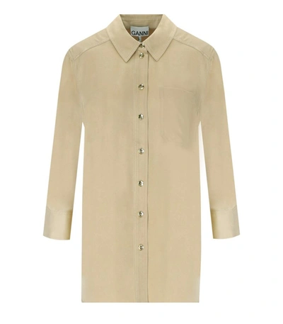 Ganni Beige Satin Shirt