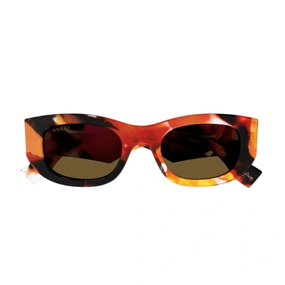 Gucci Eyewear Panthos Frame Sunglasses In 001 Orange