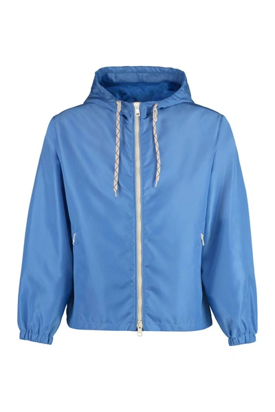 Gucci Hooded Nylon Jacket In Blue