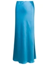 Plain Light-blue Long Tube Skirt Satin Effect Woman In Blue
