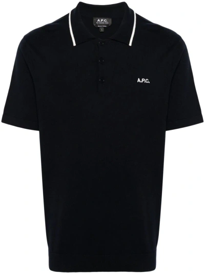 Apc Flynn Cotton Polo Shirt In Azul