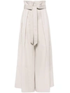 Moschino Pleated Twill Wide Trousers In Beige