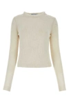 Prada Crew Neck Cashmere Sweater In White