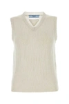 Prada Cashmere Knit Vest V Neck In White