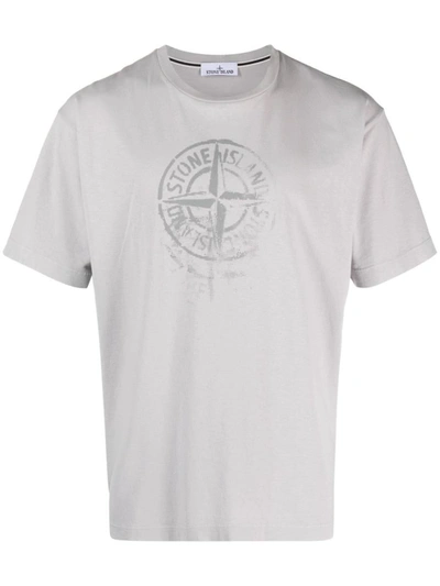 Stone Island Compass-print Cotton T-shirt In Grey