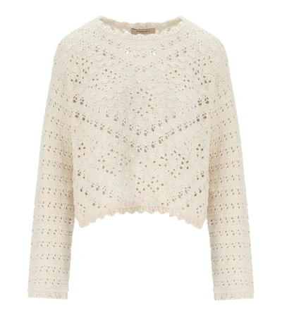 Twinset Cream Macramé Jumper In Beige