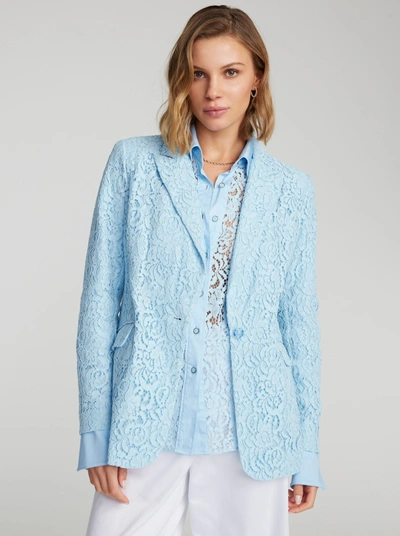 Robert Graham Penelope Single-button Floral Lace Jacket In Light Blue