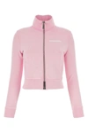 Dsquared2 Brushed Cotton Cropped Zipped Sweatshirt In Pink
