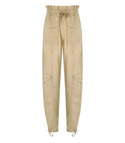 Ganni Beige Satin Cargo Trousers