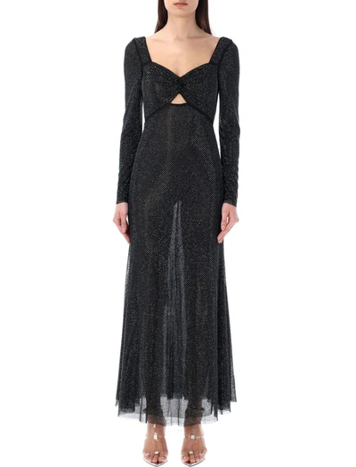 Self-portrait Long Dress Strass Black