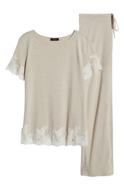 Natori Luxe Shangri-la Pajama Set In Cashmere With Ivory