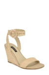 Nine West Women's Nerisa Square Toe Woven Wedge Sandals In Light Natural