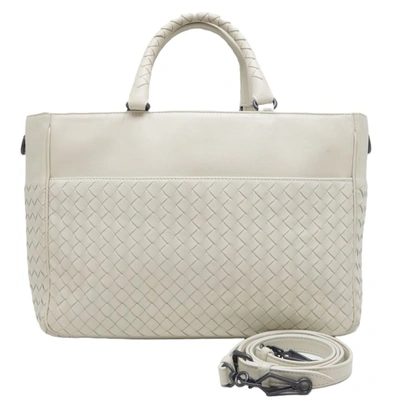 Bottega Veneta Intrecciato White Leather Tote Bag ()