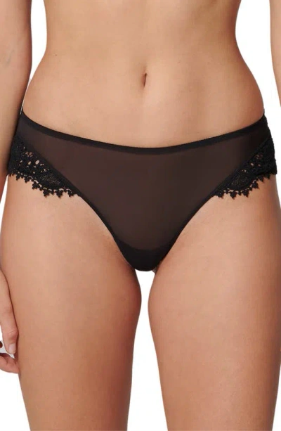 Simone Perele Singuliere Embroidered Tulle Tanga In Midnight