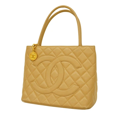 Pre-owned Chanel Medaillon Beige Leather Tote Bag ()