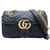 GUCCI GUCCI GG MARMONT BLACK LEATHER SHOULDER BAG (PRE-OWNED)