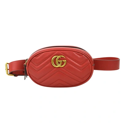 Gucci Gg Marmont Red Leather Clutch Bag ()