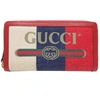 GUCCI GUCCI ZIP AROUND RED CANVAS WALLET  (PRE-OWNED)