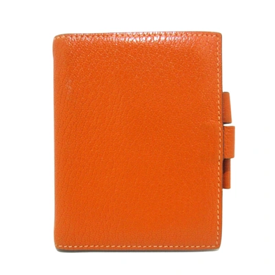 Hermes Hermès Agenda Cover Orange Leather Wallet  ()