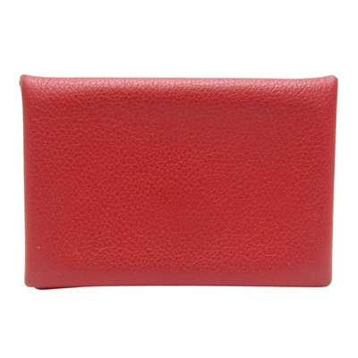 Hermes Hermès Calvi Red Leather Wallet  ()